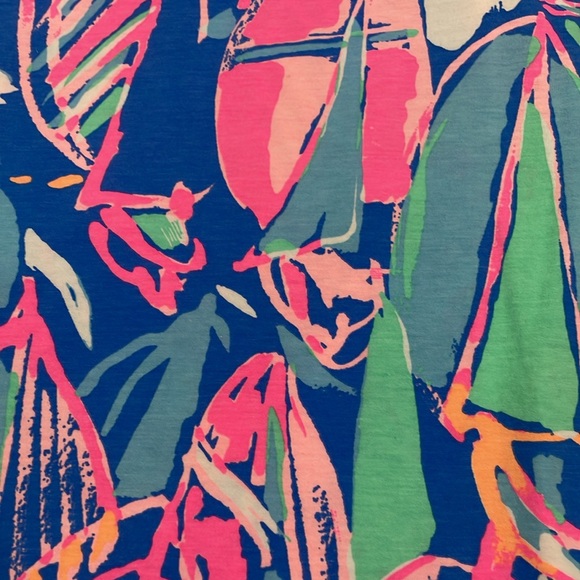 Lilly Pulitzer Dress Size L 100% Cotton Knit Sailboat Print EUC - Picture 7 of 9